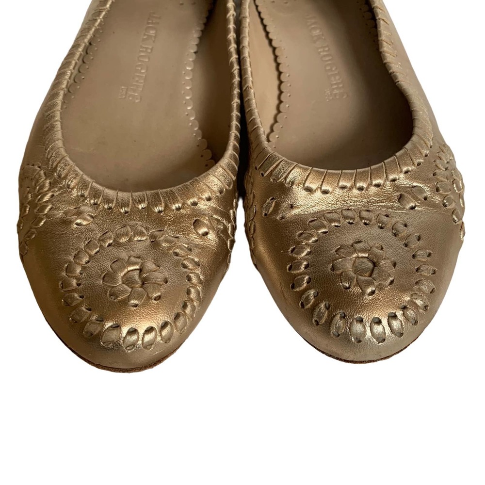 Jack Rogers Shoes Gold Metallic Leather Ballet Flats Size 9